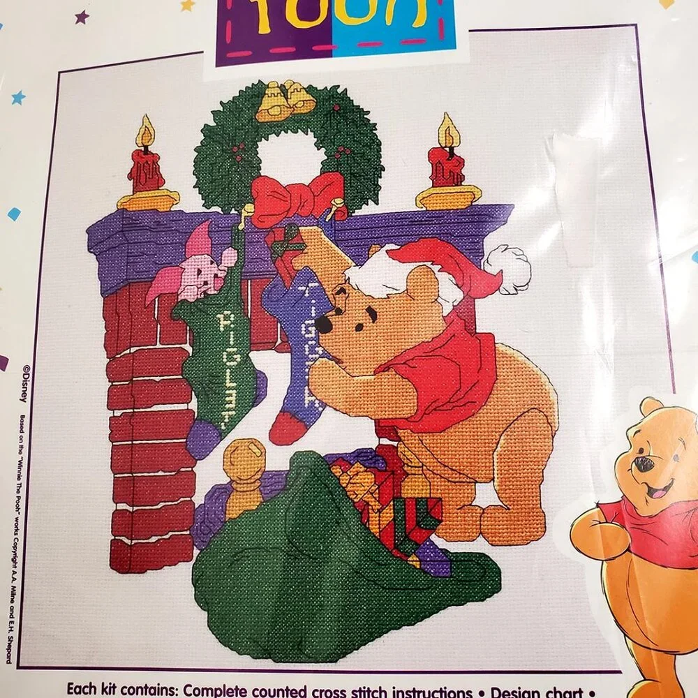 Janlynn Disney Lot of 2 Cross Stitch Kits Santa Pooh 34012 My Room 1132-77